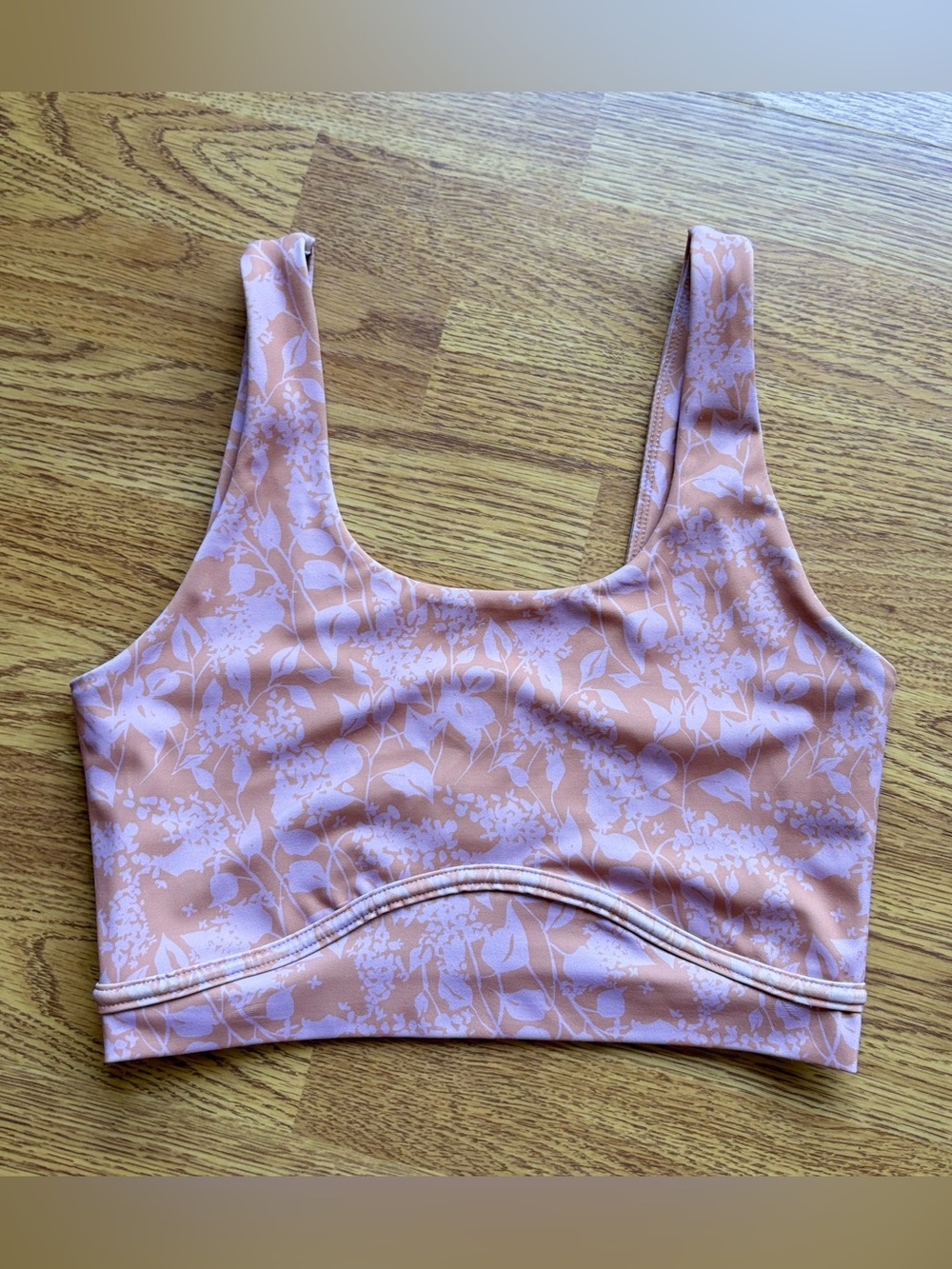 Wilo The Label Floral Scoop Neck Contour Sports Bra Pink Peach Activewear Sz M